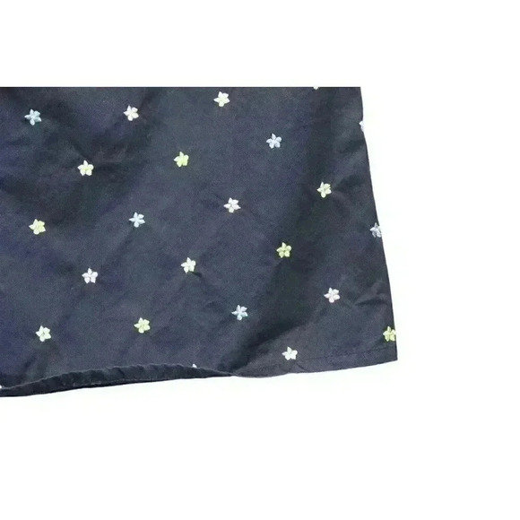 High Waisted A-Line Below Knee Skirt Size 10 Navy Multicolor Embroidered Floral - Picture 11 of 12